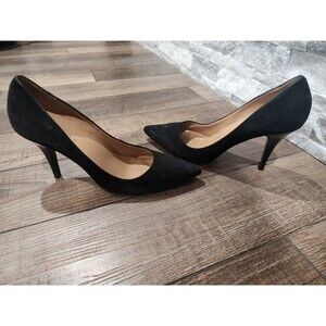 Talbots Pumps Stiletto Womens 8.5 B Black Suede  Pointed Toe Kitten Heels